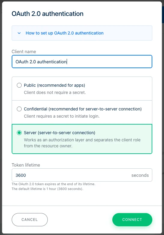 Login project Security > OAuth 2.0 client section